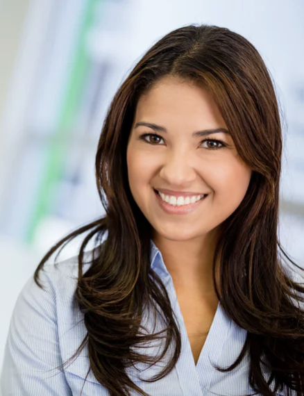 Brunette corporate woman smiling